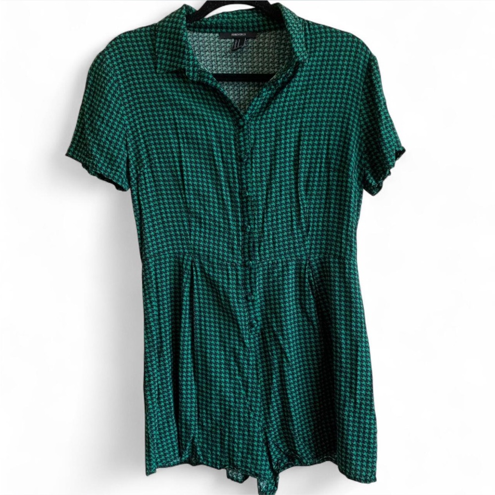 Forever 21 Green Plaid Romper! Size Medium! - Picture 2 of 4